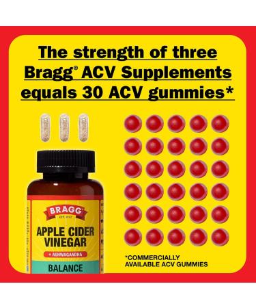 Bragg Daily Balance Apple Cider Vinegar and Sensoril Ashwagandha Capsules - 750mg of Acetic Acid Energy & Weight Management Support - (90 Pills) - Buy Online on GoSupps.com