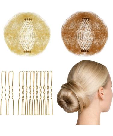 Ballet Hair Net Hairnets for Women 20 Pcs Invisible Bun Hair Net and 50 Pcs U Shaped Hair Pins Set for Ballet Dancer Nurse Hairnets for Work Foodservice Cook(Beige & Gold)