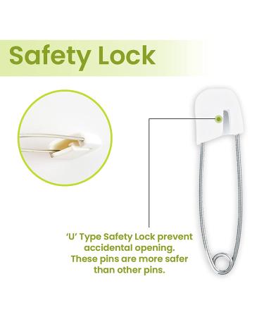 Comffy 50 PCS Stainless Steel Diaper Pins with Safety Lock - Large Nappy Pins for Baby Cloth Diapers - 5.5cm x 1.1cm - Buy Online on GoSupps.com