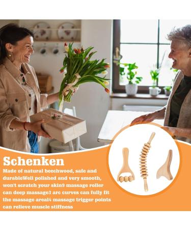 Toatelu 3-Piece Wooden Massage Roller Set | Fascia Roll Scooter with Handle & Gua Sha Tool for Neck Legs & Back Therapy - Buy Online on GoSupps.com