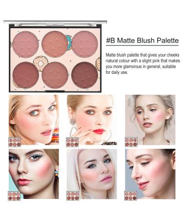 KAYNEST 6 Colors Matte Blush Palette with Marble Makeup Brush - Rose Pink Light-Luxury Contour & Highlight Face Palette (#B) - Buy Online on GoSupps.com