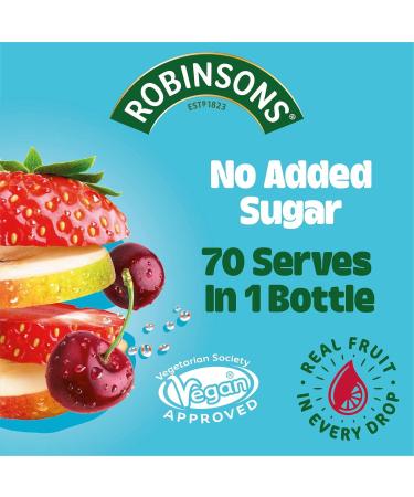 Robinsons Double Strength Summer Fruits Squash 1.75L - No Added Sugar (Pack of 1) - Buy Online on GoSupps.com