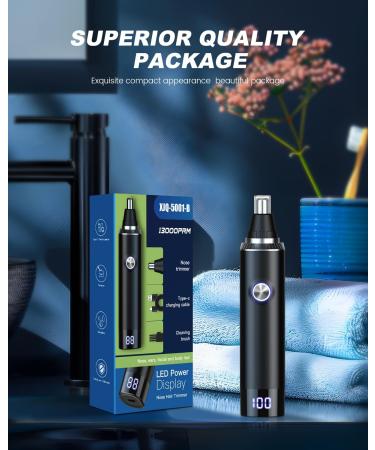 Buy Ear & Nose Hair Trimmer with LED Display - Painless USB Rechargeable IPX7 Waterproof Dual Edge Blades for Men & Women - Buy Online on GoSupps.com
