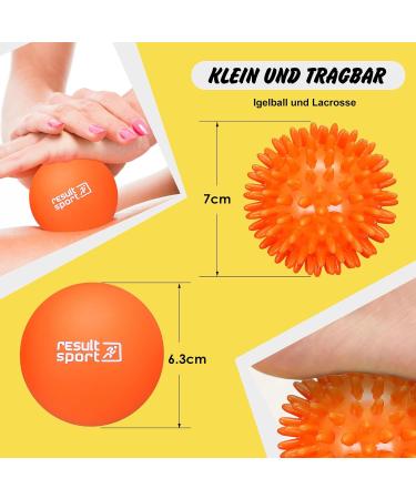 Resultsport Lacrosse & Hedgehog Ball Massage Set for Plantar Fasciitis Relief | Foot & Trigger Point Massage - Deep Fabric Myofascial Relief - Orange - Buy Online on GoSupps.com
