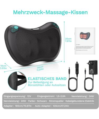 Takrink Shiatsu Massage Pillow - 8 Knots & 3 Speed Deep Tissue Massager for Neck Back & Legs | Quiet & 1.8m Car Cable | Perfect Gift for Men & Women - Buy Online on GoSupps.com