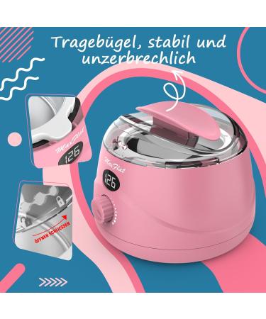 Ultimate Waxing Set: MaxFlat Digital Wax Pot Kit for Women & Men 51 Accessories 17oz Brazilian Wax for Full Body Armpit & Bikini Pink - Buy Online on GoSupps.com