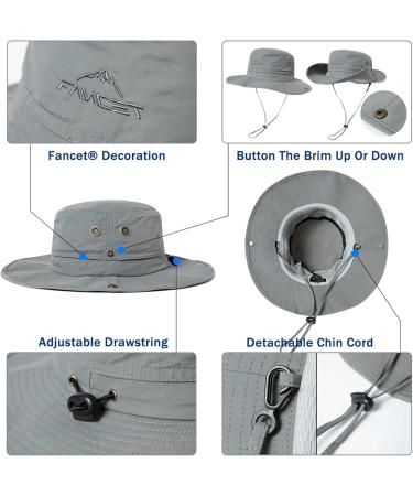 Comhats UPF 50 Sun Hats - Wide Brim UV Protection Breathable Safari Hat for Fishing & Hiking - Waterproof Adjustable Chin Strap (M-L 00702_HELLGRAU) - Buy Online on GoSupps.com