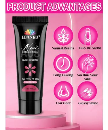 EBANKU Poly Gel Nail Extension 8 Colors Poly Nail Gel Nail Builder Gel Professional Poly Gel Cat Eye Effect for Women DIY Manicure at Home Salon - Buy Online on GoSupps.com
