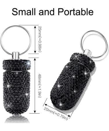 Soleebee 3-Piece Crystal Diamond Pill Box Keychain - Portable Waterproof Rhinestone Storage for Travel & Camping (Pink White Black - Buy Online on GoSupps.com