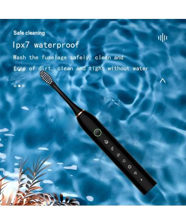 Smart Rechargeable Electric Toothbrush | 6-Speed Timer, IPX7 Waterproof | 8-Replaceable Brush Heads | Black - Buy Online on GoSupps.com