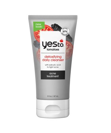 Yes To Tomatoes Clear Skin Detoxifying Daily Cleanser For Acne Prone Skin, Deep Clean, Salicylic Acid & Charcoal, 97% Natural Ingredients, 5 Fl Oz