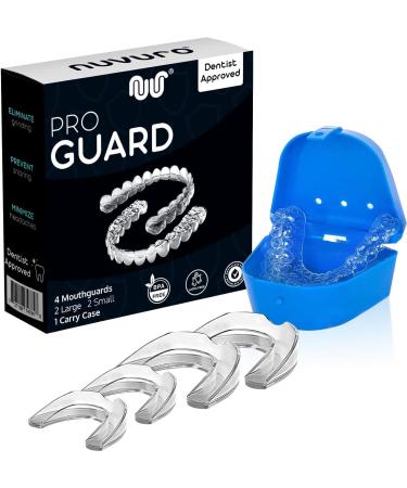 Dentist Approved Mouth Guard for Teeth Grinding Sleeping Best Shielding Gum for Grinding Teeth Clenching at Night Reusable Mouth Guards Grinding Teeth Adults Kids Prevent Bruxism 4 PCS Small Big Blue
