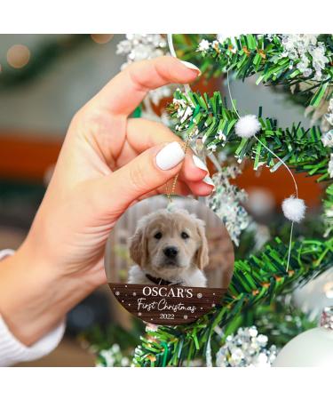 Personalized Dog's First Christmas Photo Ornament | Custom Pet Memorial Gift 2022 - Buy Online on GoSupps.com