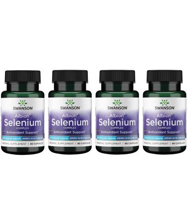 Swanson Albion Complexed Selenium 200 mcg 90 Capsules (4 Pack)
