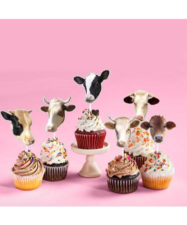 Kid's Cow Themed Happy Birthday Cupcake Toppers 18-PC Set - This is a great cow themed birthday party Moo party western cowboy party or baby shower party decoration - SugarGera - Buy Online on GoSupps.com