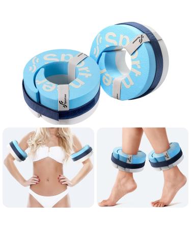 Sports alone swimming cuffs made of foam water-aerobic swimming ring with removable Velcro fastener for swimming pool fitness workout set ankle weights arm belts blue - Buy Online on GoSupps.com