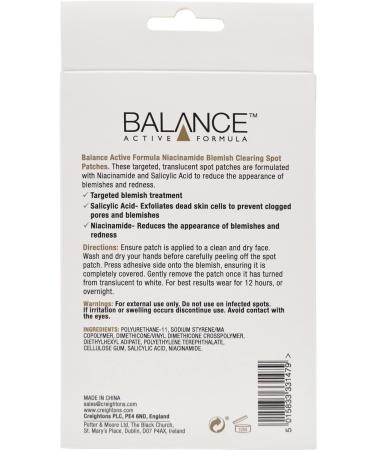 Balance Active Formula Niacinamide Spot Patches - Target Breakouts, Reduce Blemishes with Niacinamide & Salicylic Acid - Buy Online on GoSupps.com