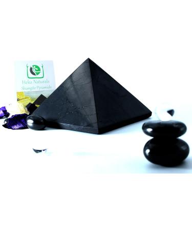 Heka Naturals 10cm Polished Shungite Pyramid - Home Decor Gemstone for Chakra Healing and Negative Energy Protection with Sage - Healing Crystals - Buy Online on GoSupps.com