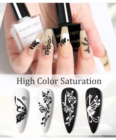 Dijit Stamping Nail Polish Set - Black/White Quick Dry Nail Art Print - Buy Online on GoSupps.com