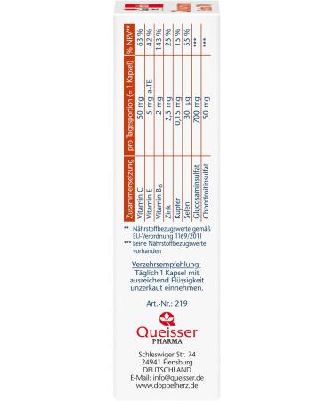 Double Heart Glucosamine 700mg Extra with Chondroitin & Vitamin C - 30 Pieces (4 Pack) | Supports Cartilage & Bone Health | International Shipping Available - Buy Online on GoSupps.com
