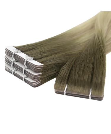 Youngsee Ombre Tape-In Extensions | 60cm Real Hair Dark Brown to Blond Virgin Smooth Weft - 5PCS #4/7/80 - Buy Online on GoSupps.com