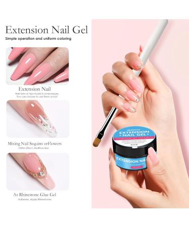 UV Nail Gel 15g*2 with 48 Nail Templates & Brush - Premium Acrylic Gel for Nail Extensions Art & Modeling (White) - Buy Online on GoSupps.com