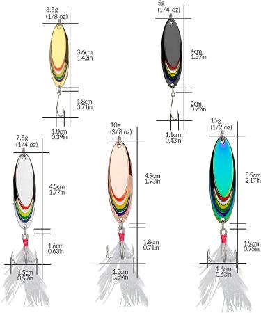 THKFISH Fishing Spoons Trout Lures Single Hook for Bass Pike Walleye - 5Pcs 5g (1/6oz) - Buy Online on GoSupps.com