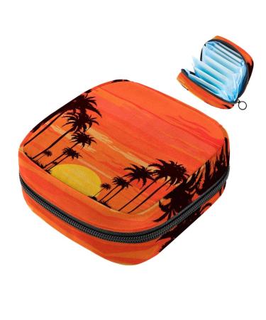 Women's napkin storage bag coconut tree beach sunset menstruation cup portable women's tape storage bags female menstruation first period bag