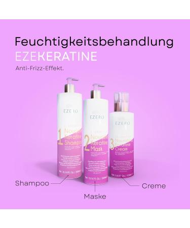 Ezero Keratin Hair Treatment - Vegan Smoothing Kit with Shampoo Mask & Conditioner | Achieve Salon-Quality Results at Home - Buy Online on GoSupps.com