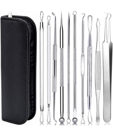 Aibee blackhead remover comedone squeezer set -10pcs blackhead remover with acne pimple tweezers blackheads remover pimple express tool for nasal facial care (stainless steel) - Buy Online on GoSupps.com