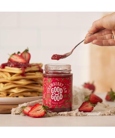 GOOD GOOD Sweet Strawberry & Blackcurrant Jams - Keto Friendly - Low Calorie Without Added Sugars - Vegan - Gluten Free - Preserves - 330g Jars - Buy Online on GoSupps.com