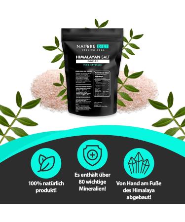 Nature Diet - Sel de l'Himalaya du Pakistan 1000 g | Sel rose | Grain fin | De l'Himalaya - Buy Online on GoSupps.com