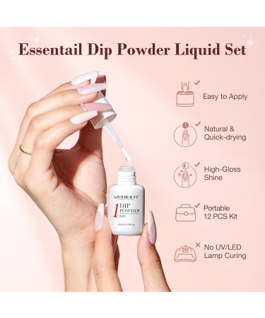 AZUREBEAUTY Dip Powder Nail Kit All Season Nude Skin Glitter 4 Colors Dipping Powder Liquid Set Recycling Tray with Base & Top Coat Activator for French Nail Art Manicure Salon DIY at Home - Buy Online on GoSupps.com