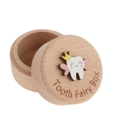 Lusofie Tooth Fairy Box 3D Carved Wooden Cute Tooth Box Lost Teeth Storage for Kids Tooth Fairy Gifts