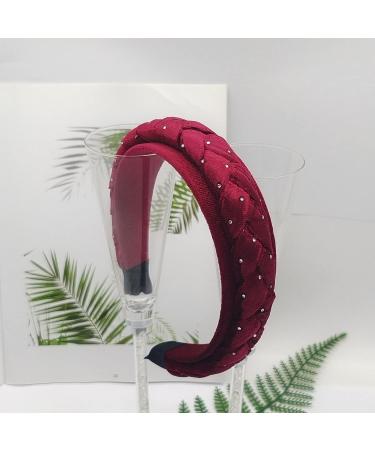 SARTS Braided Velvet Headband - Stylish & Fashionable Chunky Hairband for Women - 4.5CM Wide Winter Velvet Crown - Thick Velvet Head Band for Girls (Burgundy) - Buy Online on GoSupps.com