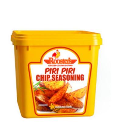 Rooster's Piri Piri Chip Seasoning 2kg. Simply sprinkle over cooked chips for Piri Piri tasty chips with a zingy kick. Gluten Free Piri Piri Chip Seasoning. Ideal chilli seasoning.Piri Piri Marinade