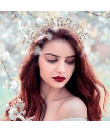 NICENEEDED Teambride Gold Headband | Bachelorette Party Bridal Crown with Sparkling Crystal Tiara - Wedding Decorations & Photo Props for Women (Style 6) - Buy Online on GoSupps.com