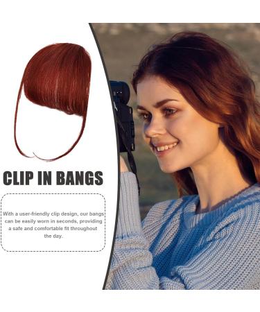 Clip In Bangs Bang Extension Wispy Bangs Clip In Clip On Bangs Human Hair French Bangs Clip On Hair Bangs Extensions Clip In Bangs Real Hair For Girls Women wine red - Buy Online on GoSupps.com
