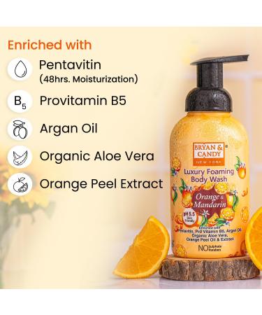 Luxury Foaming Body Wash - Hydrating Argan Oil & Pro Vit B5 - pH 5.5 for All Skin Types - 400ml Orange & Mandarin - Buy Online on GoSupps.com