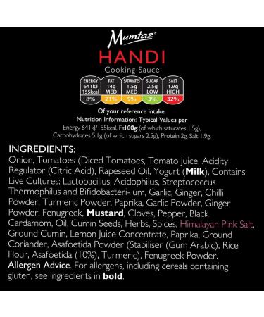 Mumtaz HANDI Indian Curry Cooking Sauce - Pack of 6 x 350g - Restaurant Quality At Home - Serves 4-5 - Buy Online on GoSupps.com