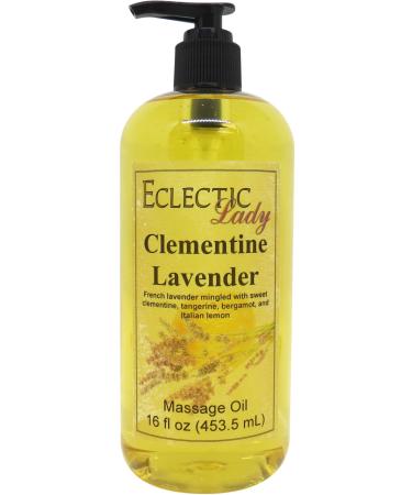 Clementine Lavender Massage Oil 16 oz with Sweet Almond Oil and Jojoba Oil Preservative Free Perfect for Aromatherapy and Relaxation 16 Ounce