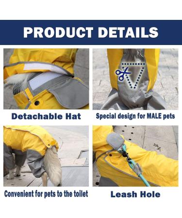 Tfeng Dog Raincoat with Removable Hoodie - Waterproof Dog Jacket for Outdoor Use - 10 Sizes Available (Blue 60cm Back Length) - Buy Online on GoSupps.com