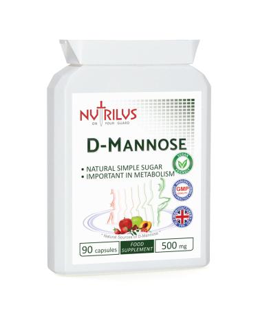D-Mannose 90 Capsules 500mg - 1000mg per Serving - Pure Extract - Vegan - not Tablets - Urinary Tract - Bladder Infections - UTI