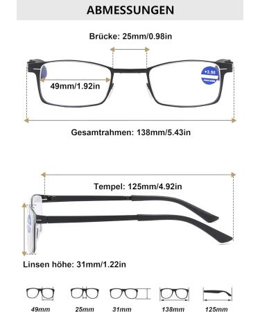 Lanomi Vintage Foldable Reading Glasses - UV400 Blue Light Filter Rectangular Computer Glasses with Case Black 1.0x - Buy Online on GoSupps.com