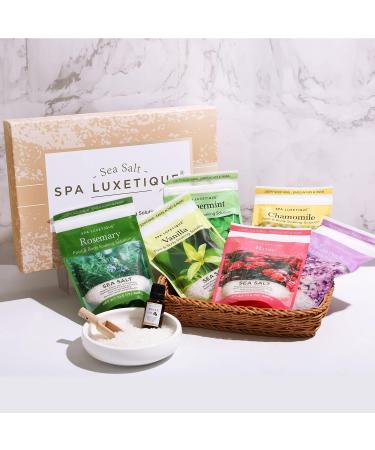 Spa Luxetique Bath Salt Set with 6 Pack of Epsom Salts & Argan Oil - Relaxing Mother's Day Gift for Women - Buy Online on GoSupps.com