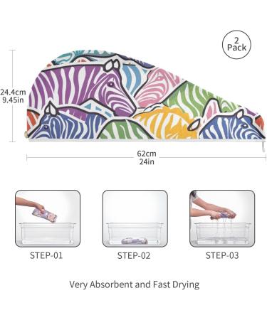Rainbow Pinto Hair Towel 2 Pack | Super Absorbent Quick Dry Hair Turbans for Women & Girls - Buy Online on GoSupps.com