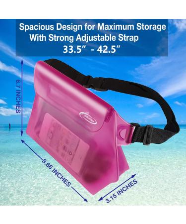 AiRunTech Waterproof Pouch with Waist Strap (2 Pack) | Keep Phone and Valuables Safe and Dry | Perfect for Beach Activities | Black+Pink - Buy Online on GoSupps.com