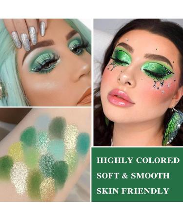16 Colors Green Eyeshadow Palette Shimmer Matte Eye Shadow Palette Long Wear Waterproof Eyeshadow Makeup Palette - Buy Online on GoSupps.com