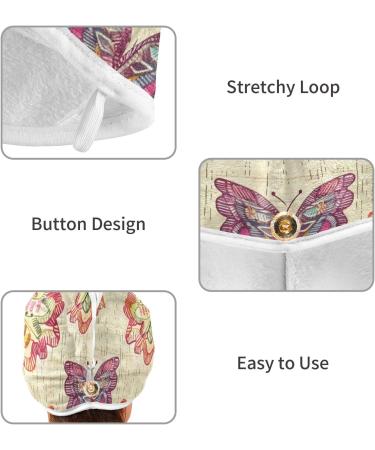 Boho Butterfly Hair Towel 2 Pack - Super Absorbent Quick Dry Turbans for Women & Girls - Buy Online on GoSupps.com