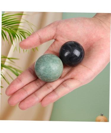 Ciyodo Hand Training Set - 4 Baoding Sound Balls for Hand Massage & Muscle Relaxation - Traditional Chinese Yoga Practice - Green Black Marble - Buy Online on GoSupps.com